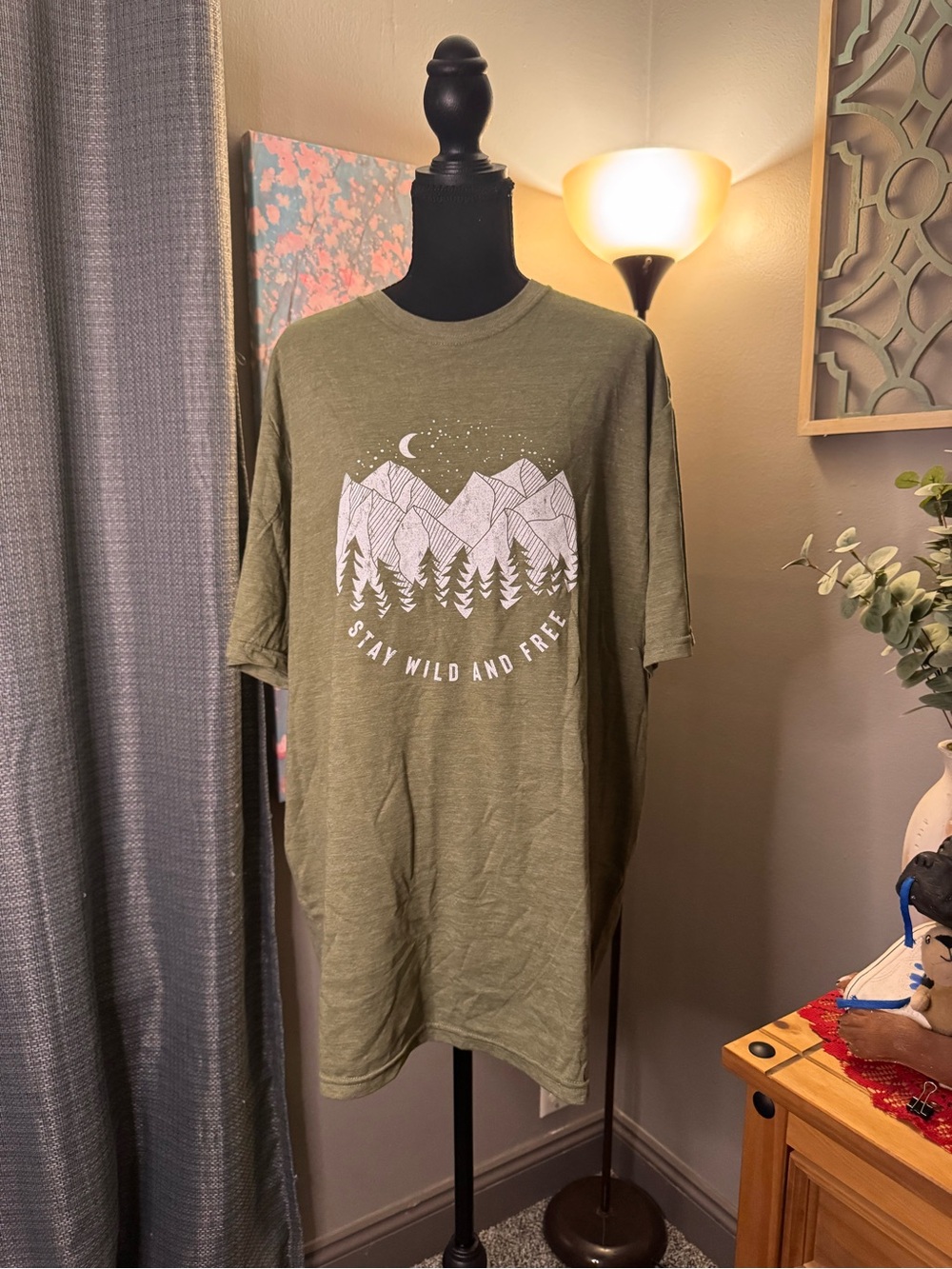 Olive Green Short-Sleeve Graphic Tee - Stay Wild and Free